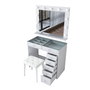 Hanah Home Mesa de Maquillaje Blanca con Espejo de 11 Focos y Puff